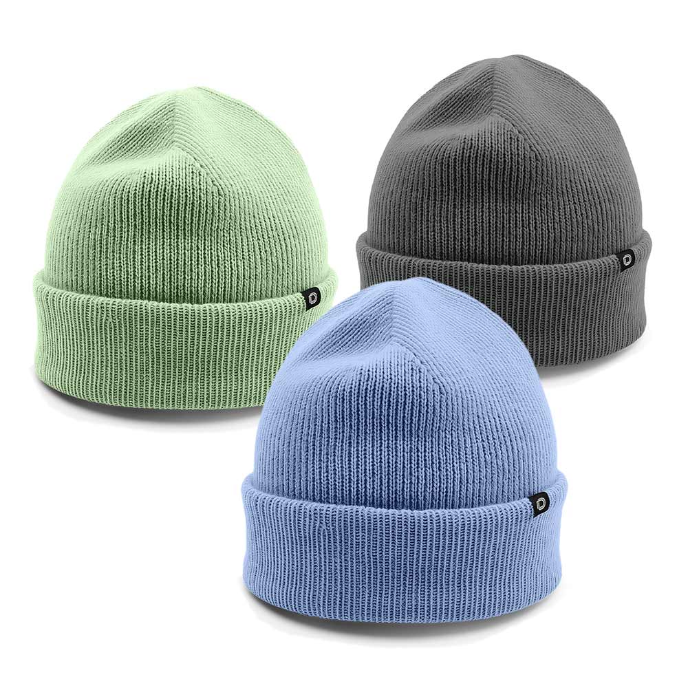 Dalix Beanie (3 Pack) in Light Green, Periwinkle, and Asphalt Gray