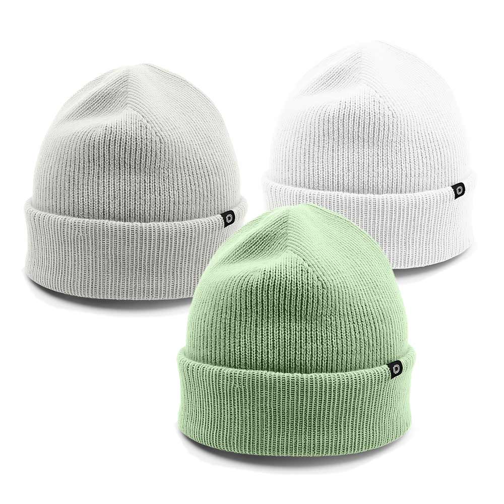 Dalix Beanie (3 Pack) in Light Gray, Light Green, and White
