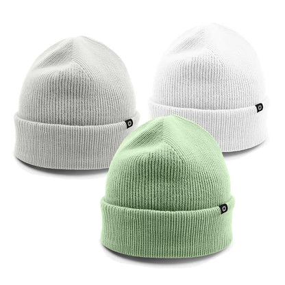 Dalix Beanie (3 Pack) in Light Gray, Light Green, and White