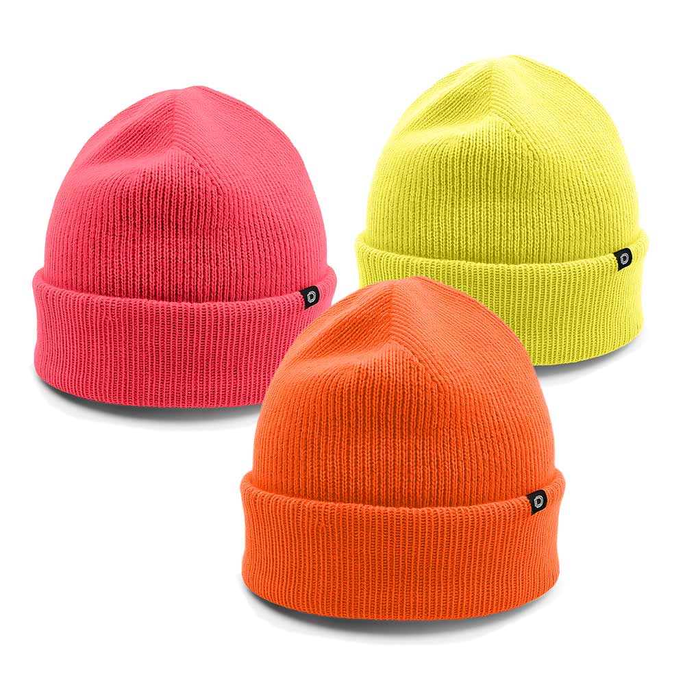 Dalix Beanie (3 Pack) in Neon Pink, Neon Orange, and Yellow