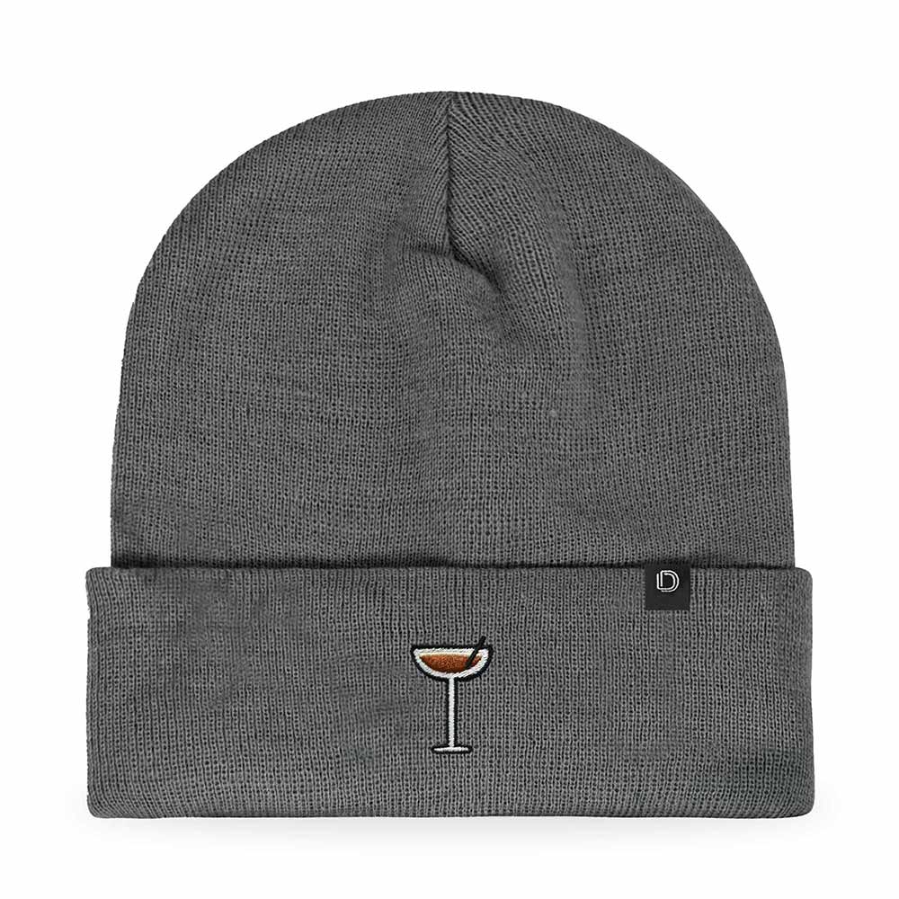 Dalix Espresso Martini Embroidered Beanie Food Warm Winter Knit Hat Women in Baby Blue