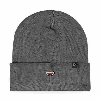 Dalix Espresso Martini Embroidered Beanie Food Warm Winter Knit Hat Women in Baby Blue