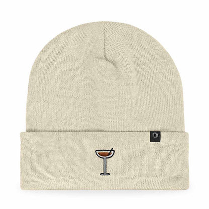 Dalix Coffee Martini Embroidered Beanie Food Warm Winter Knit Hat Women in Black