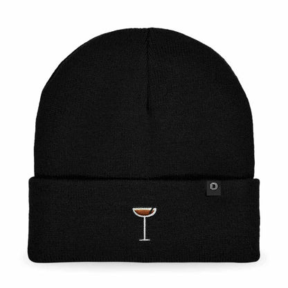 Dalix Espresso Martini Embroidered Beanie Food Warm Winter Knit Hat Women in Brown