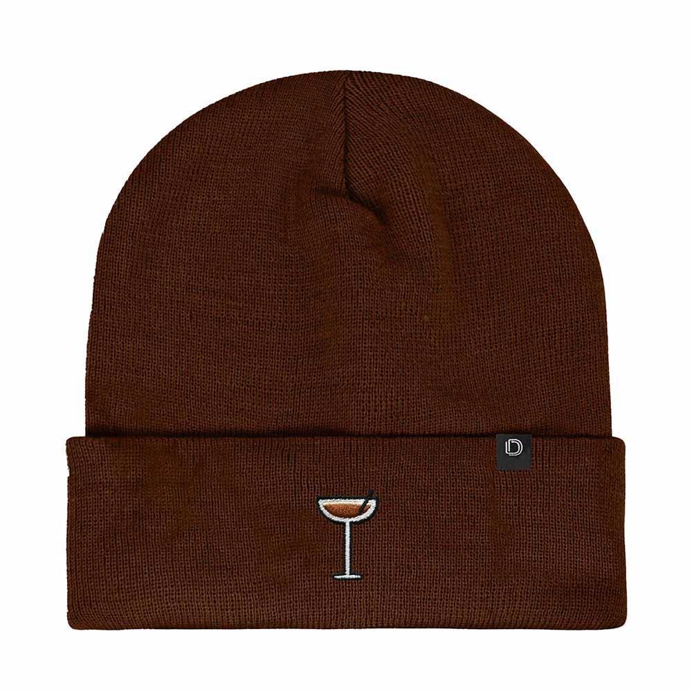 Dalix Espresso Martini Embroidered Beanie Food Warm Winter Knit Hat Women in Green