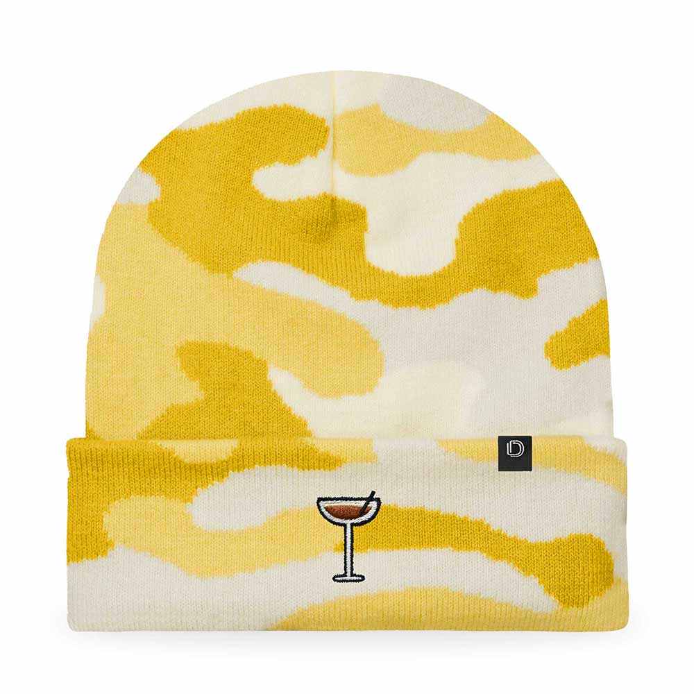 Dalix Espresso Martini Embroidered Beanie Food Warm Winter Knit Hat Women in Light Green