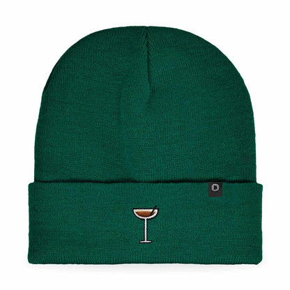 Dalix Espresso Martini Embroidered Beanie Food Warm Winter Knit Hat Women in Maroon