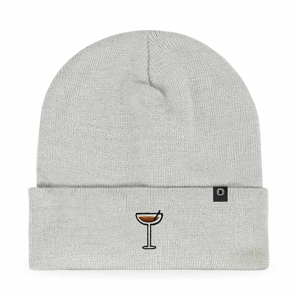 Dalix Espresso Martini Embroidered Beanie Food Warm Winter Knit Hat Women in Neon Orange