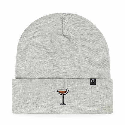 Dalix Espresso Martini Embroidered Beanie Food Warm Winter Knit Hat Women in Neon Orange