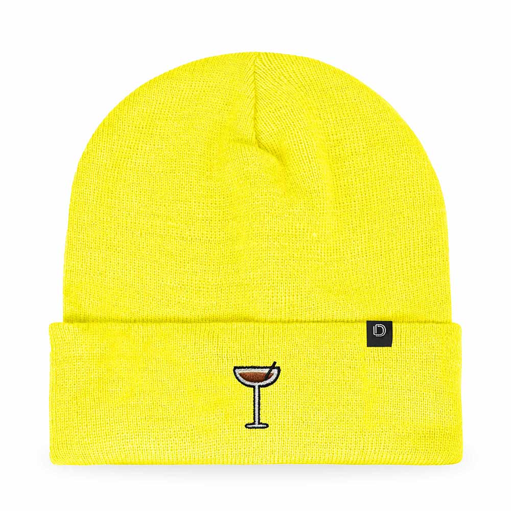 Dalix Espresso Martini Embroidered Beanie Food Warm Winter Knit Hat Women in Pink
