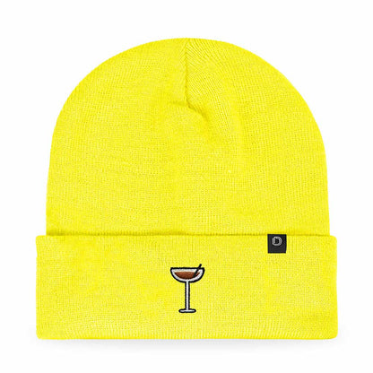 Dalix Espresso Martini Embroidered Beanie Food Warm Winter Knit Hat Women in Pink