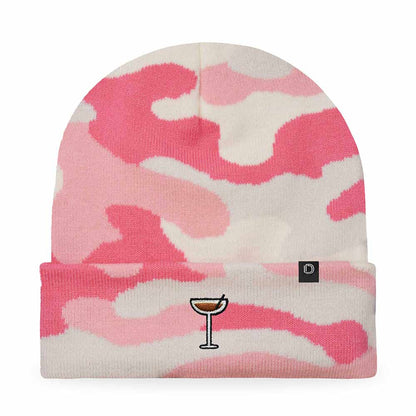 Dalix Espresso Martini Embroidered Beanie Food Warm Winter Knit Hat Women in Yellow