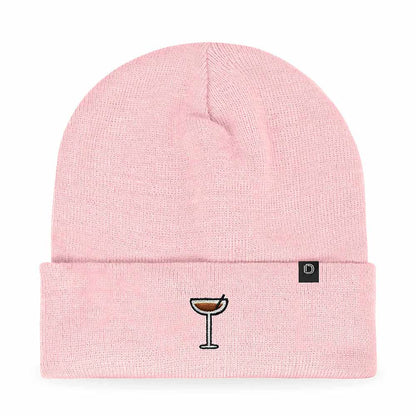 Dalix Coffee Martini Embroidered Beanie Food Warm Winter Knit Hat Women in White