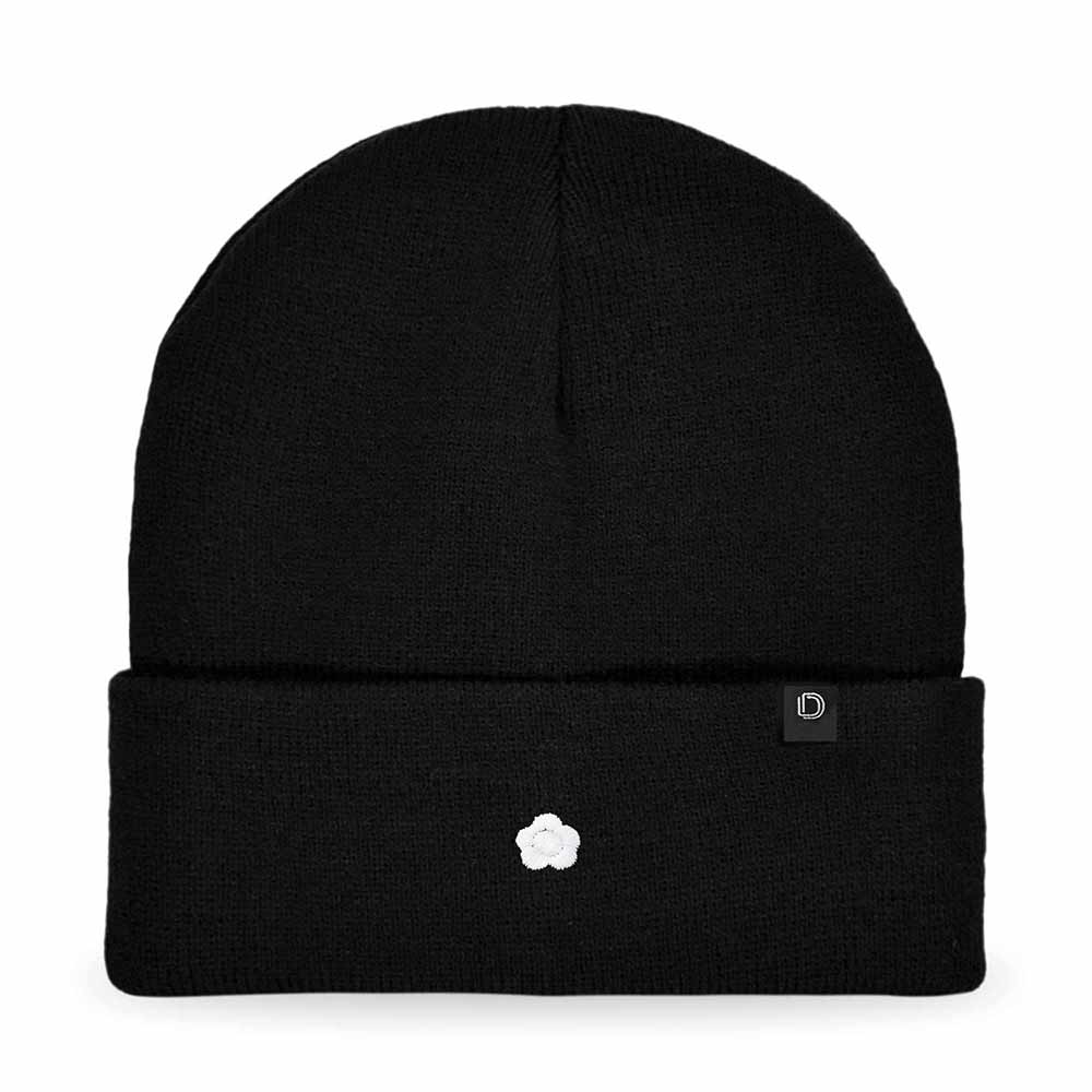 Dalix Lil Flower Embroidered Beanie Warm Winter Knit Hat Women in Brown
