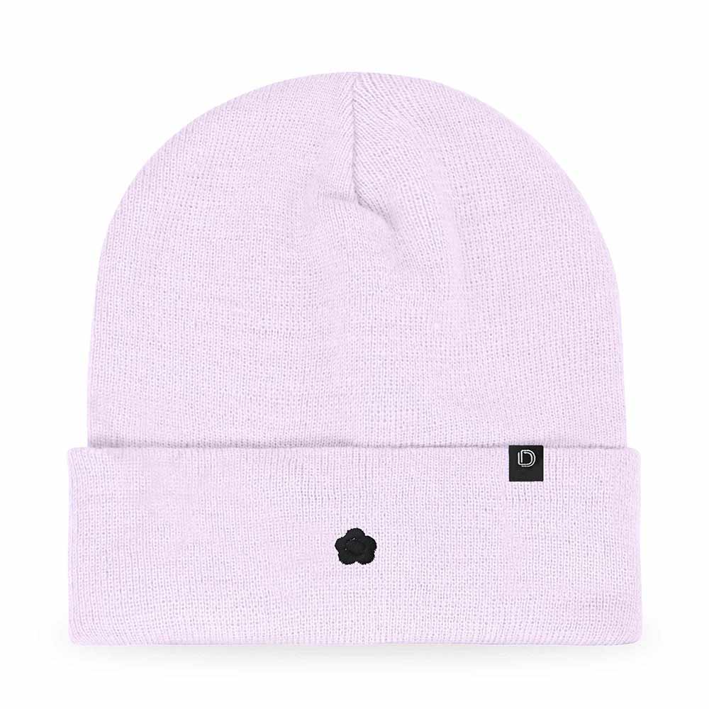 Dalix Lil Flower Embroidered Beanie Warm Winter Knit Hat Women in Navy Blue