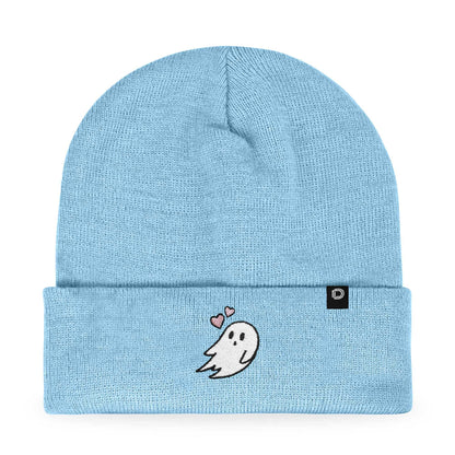 Dalix Heartly Ghost Embroidered Beanie Hat Knit Cap Cold Weather Womens in Baby Blue