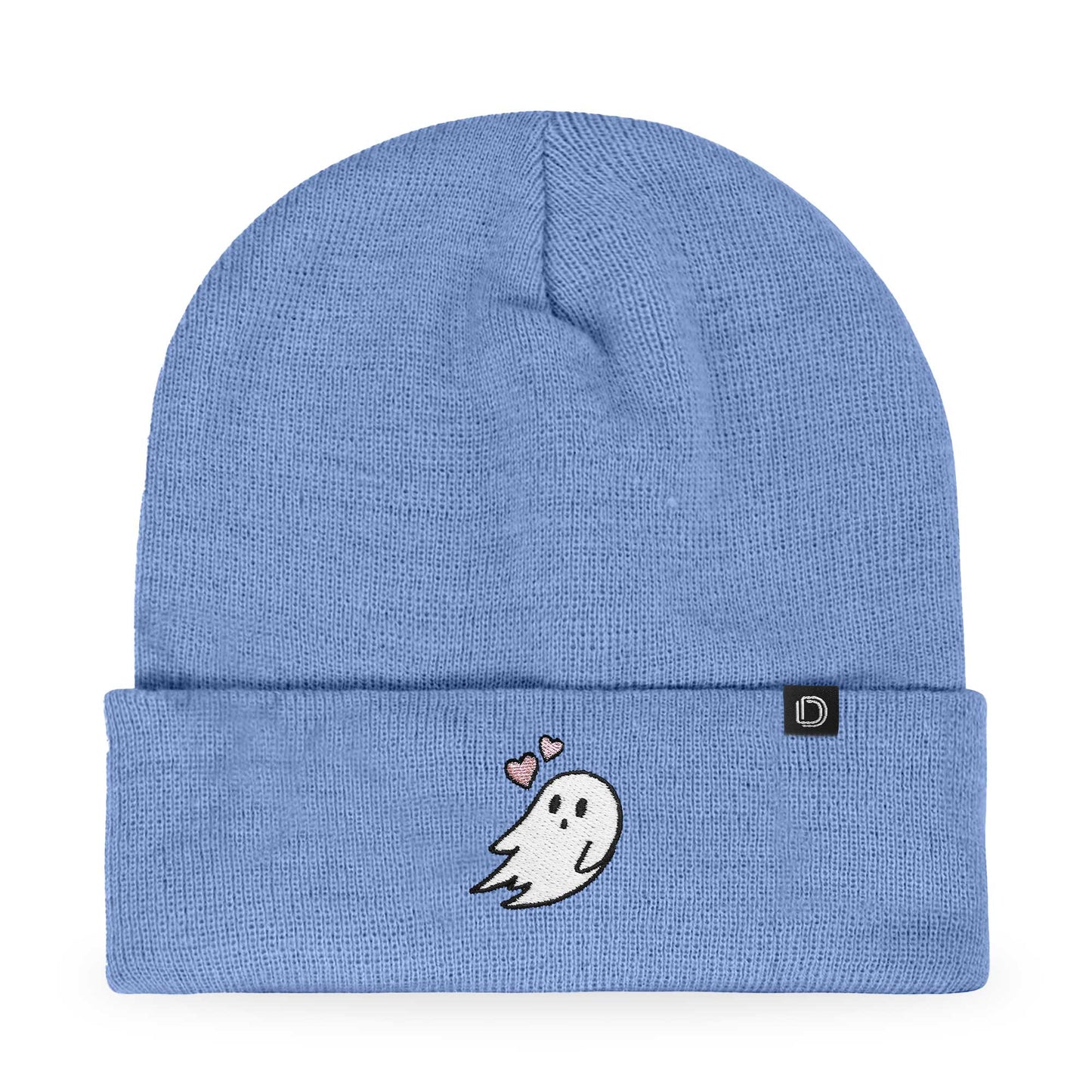Dalix Heartly Ghost Embroidered Beanie Hat Knit Cap Cold Weather Womens in Periwinkle