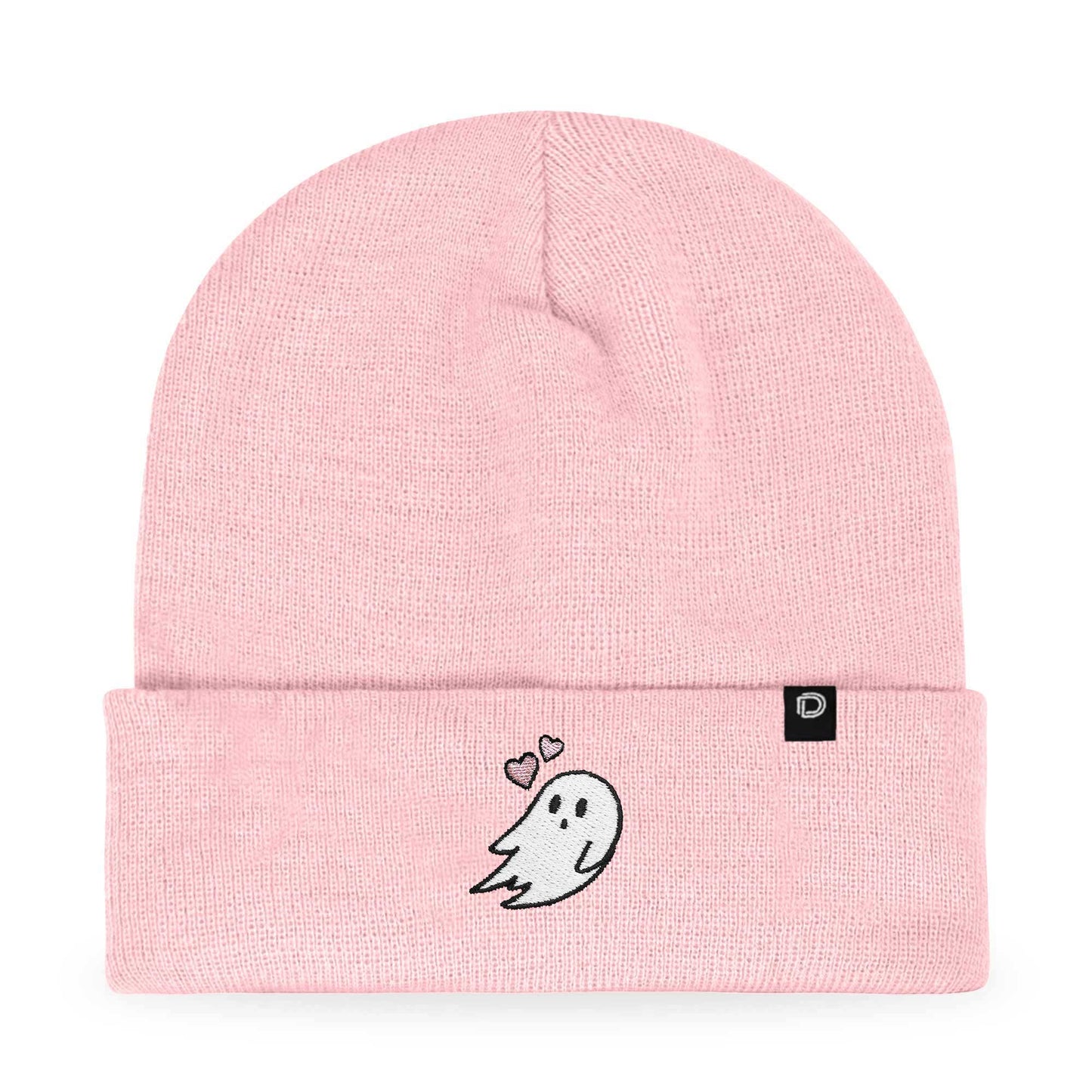 Dalix Heartly Ghost Embroidered Beanie Hat Knit Cap Cold Weather Womens in Neon Pink