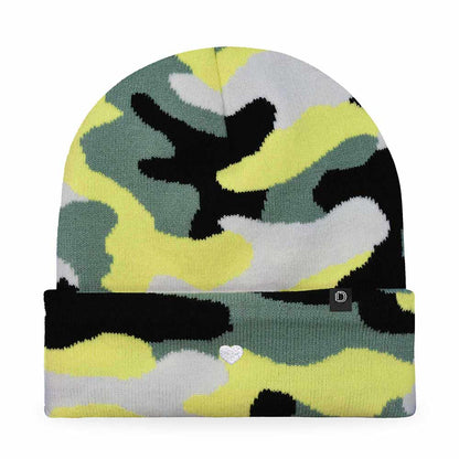 Dalix Lil Heart Embroidered Beanie Warm Winter Knit Hat Women in Green