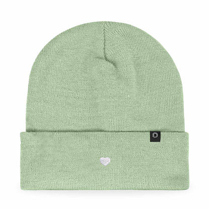 Dalix Lil Heart Embroidered Beanie Warm Winter Knit Hat Women in Neon Orange