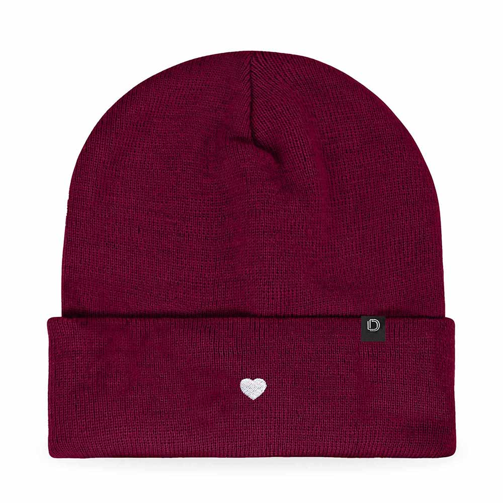 Dalix Lil Heart Embroidered Beanie Warm Winter Knit Hat Women in Neon Pink