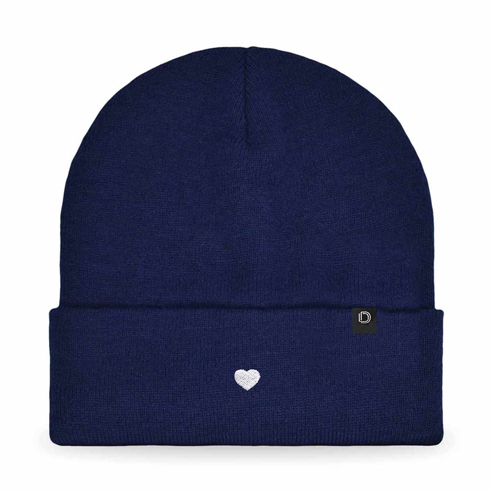Dalix Lil Heart Embroidered Beanie Warm Winter Knit Hat Women in Neon Yellow