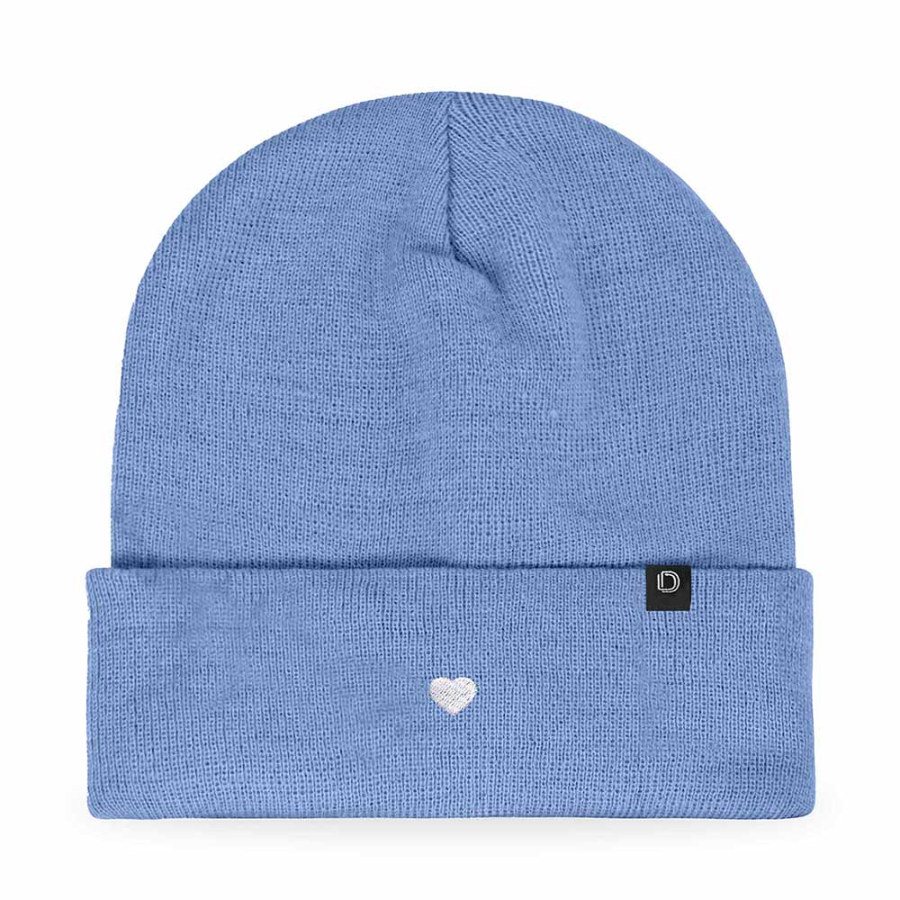 Dalix Lil Heart Embroidered Beanie Warm Winter Knit Hat Women in Purple