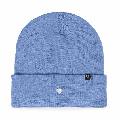 Dalix Lil Heart Embroidered Beanie Warm Winter Knit Hat Women in Purple