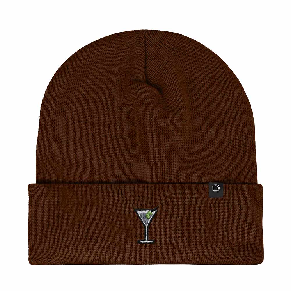 Dalix Martini Embroidered Beanie Food Warm Winter Knit Hat Women in Green