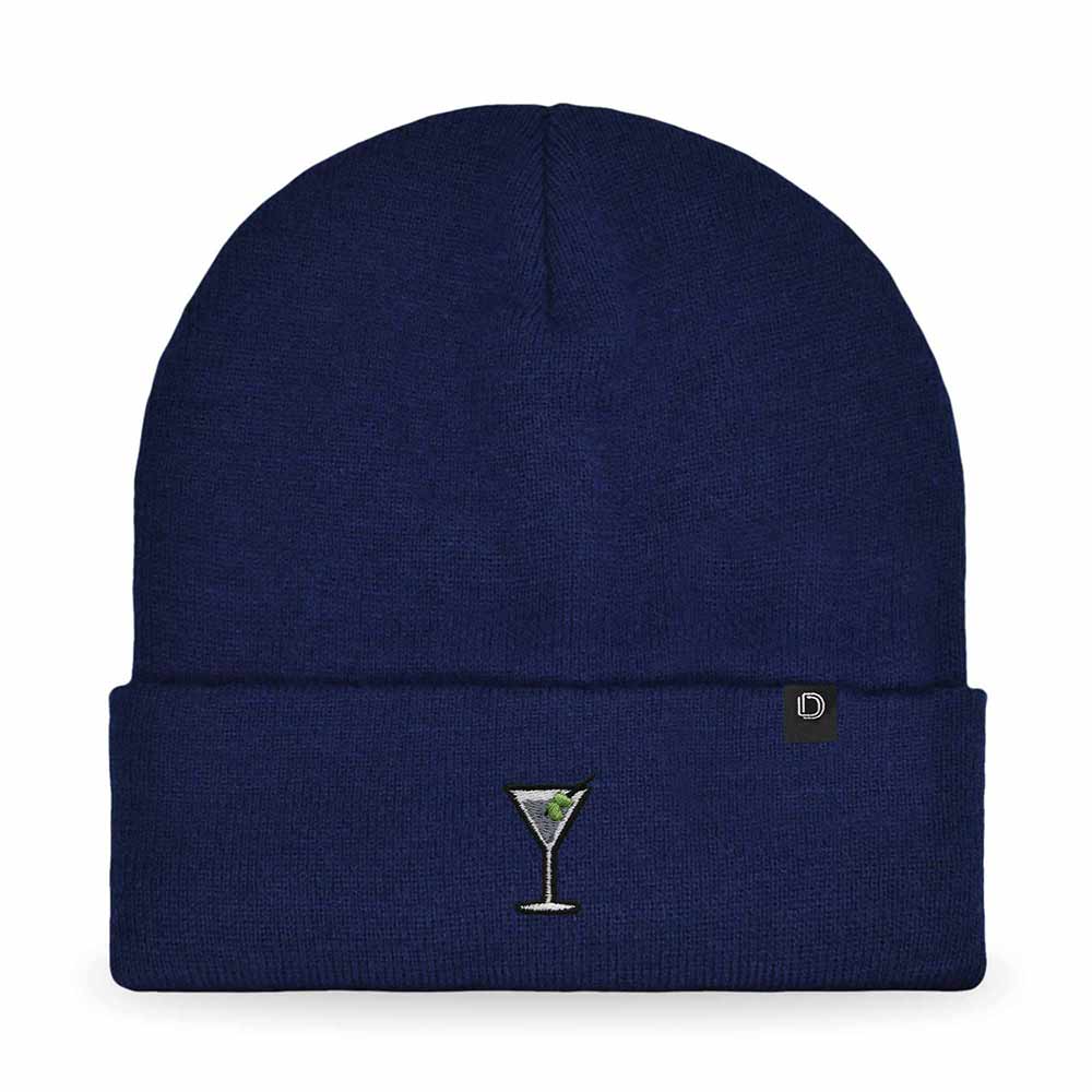 Dalix Martini Embroidered Beanie Food Warm Winter Knit Hat Women in Olive