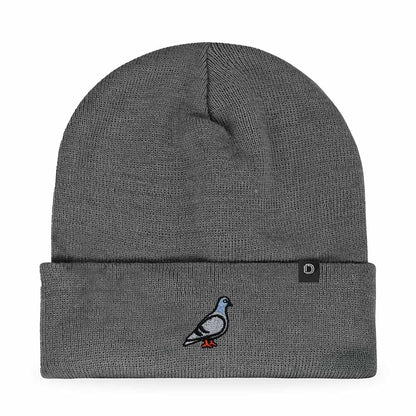 Dalix Pigeon Embroidered Beanie Warm Winter Cap Knit Hat Mens in Asphalt Gray