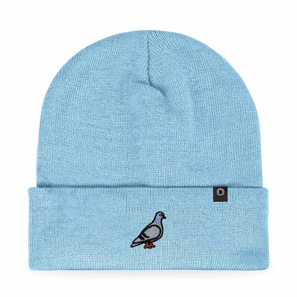 Dalix Pigeon Embroidered Beanie Warm Winter Cap Knit Hat Mens in Baby Blue