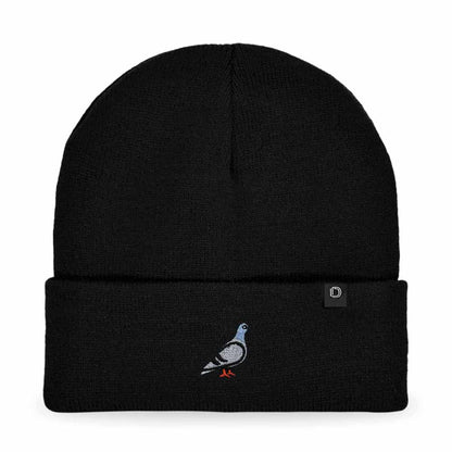 Dalix Pigeon Embroidered Beanie Warm Winter Cap Knit Hat Mens in Black