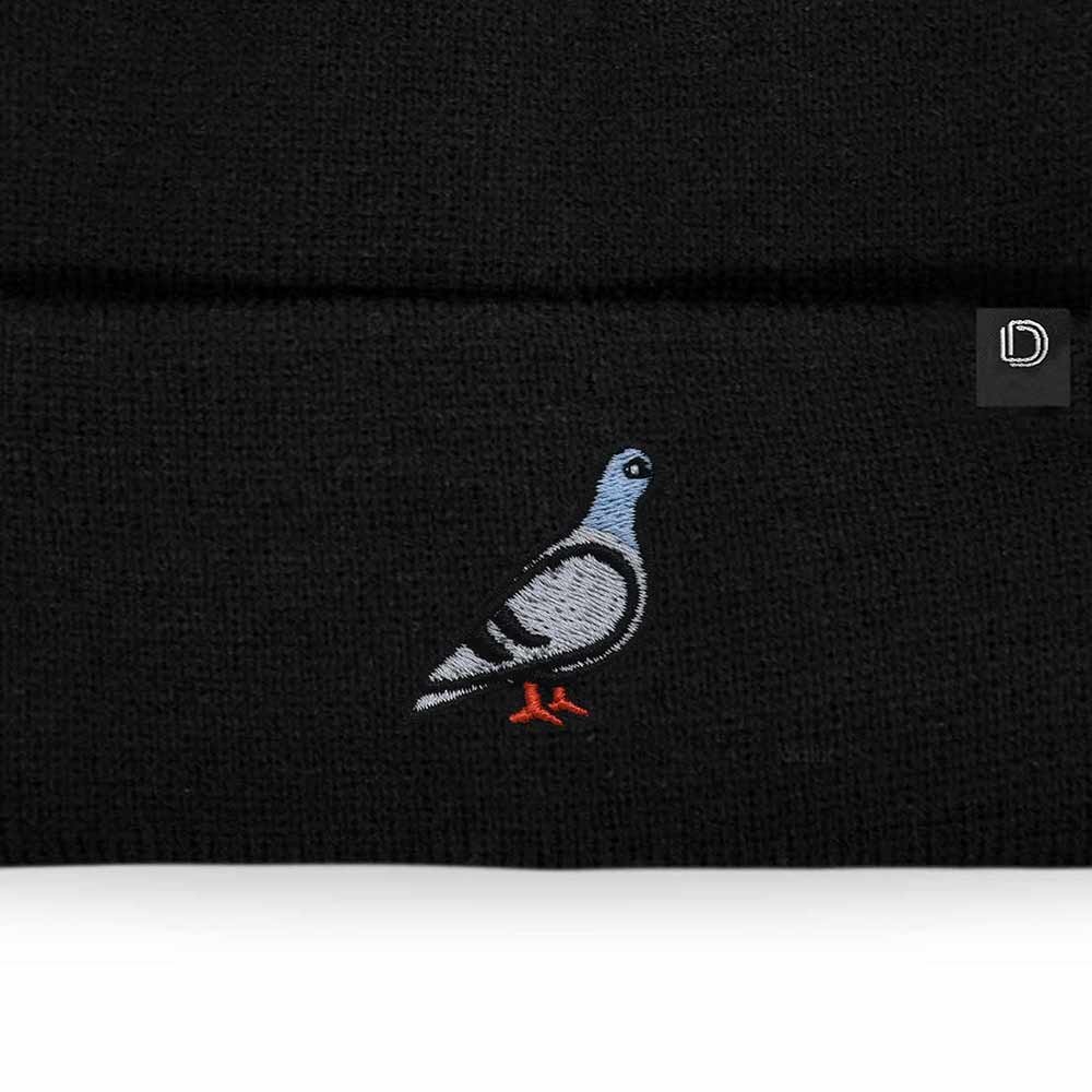 Dalix Pigeon Embroidered Beanie Warm Winter Cap Knit Hat Mens in Black