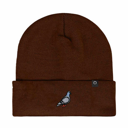Dalix Pigeon Embroidered Beanie Warm Winter Cap Knit Hat Mens in Brown