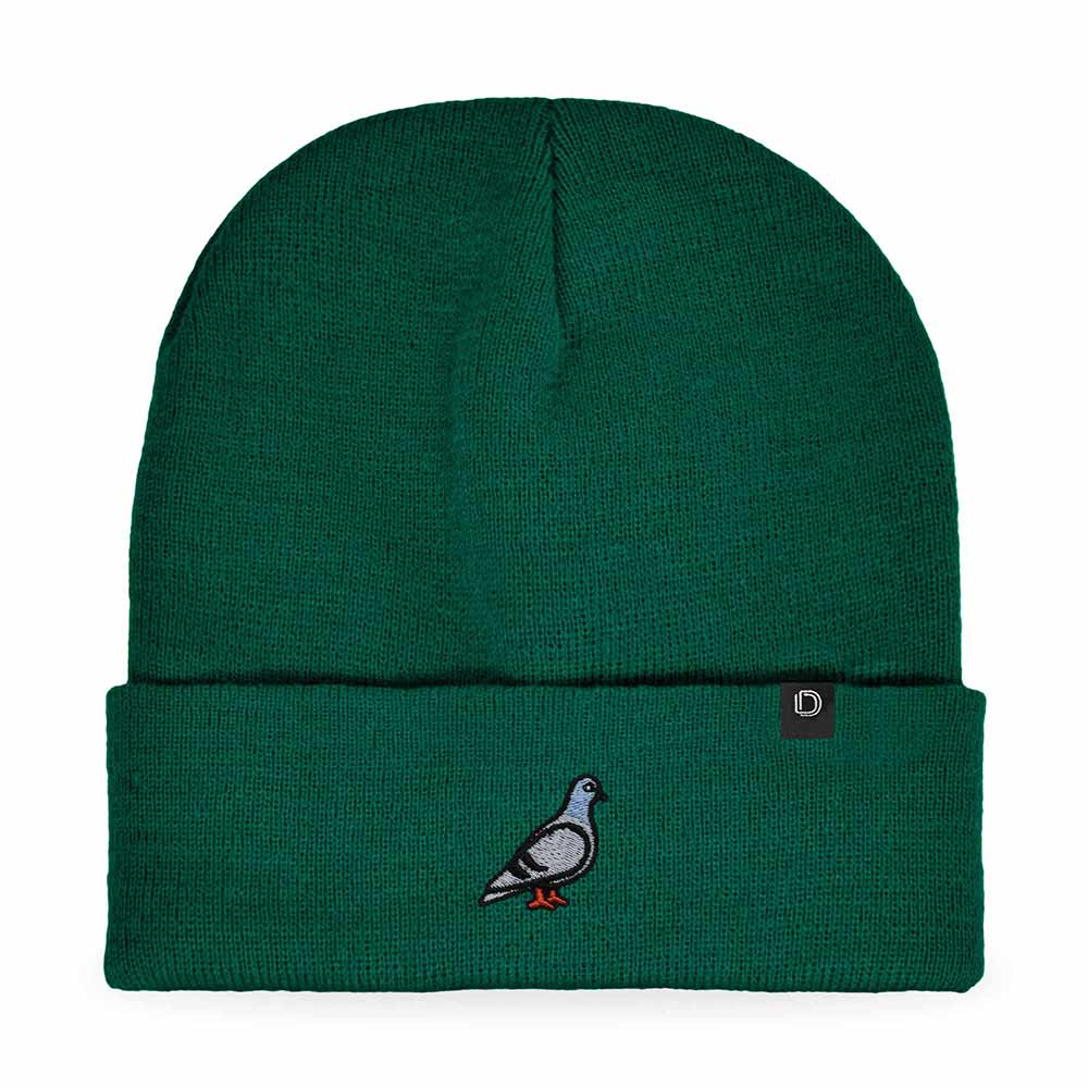 Dalix Pigeon Embroidered Beanie Warm Winter Cap Knit Hat Mens in Light Gray