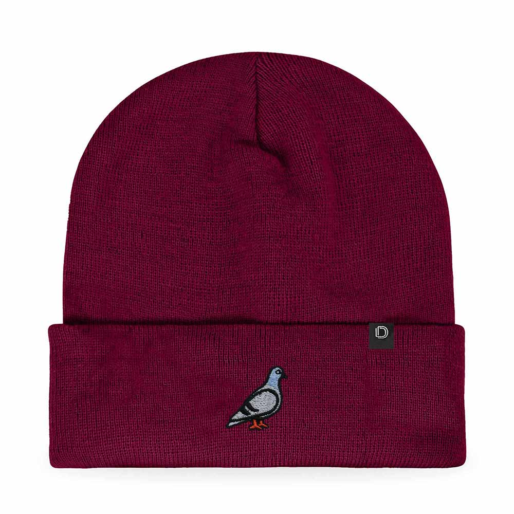 Dalix Pigeon Embroidered Beanie Warm Winter Cap Knit Hat Mens in Neon Orange