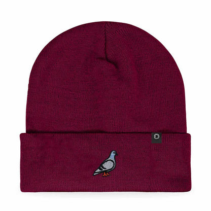 Dalix Pigeon Embroidered Beanie Warm Winter Cap Knit Hat Mens in Neon Orange