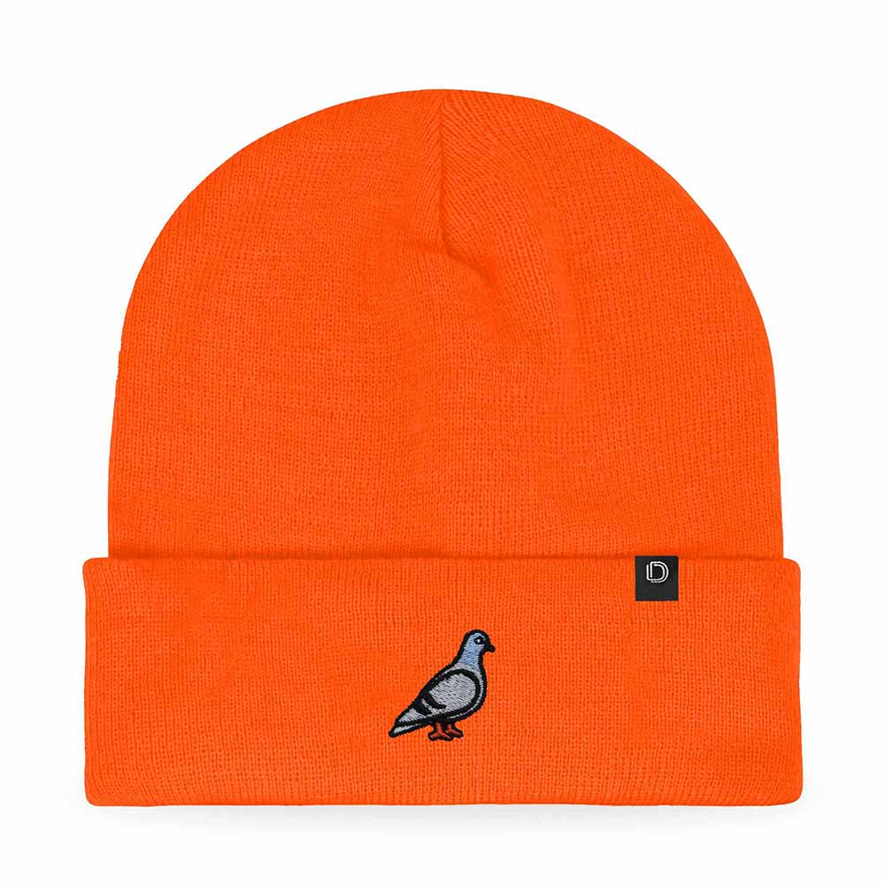 Dalix Pigeon Embroidered Beanie Warm Winter Cap Knit Hat Mens in Neon Yellow