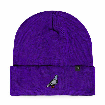 Dalix Pigeon Embroidered Beanie Warm Winter Cap Knit Hat Mens in White