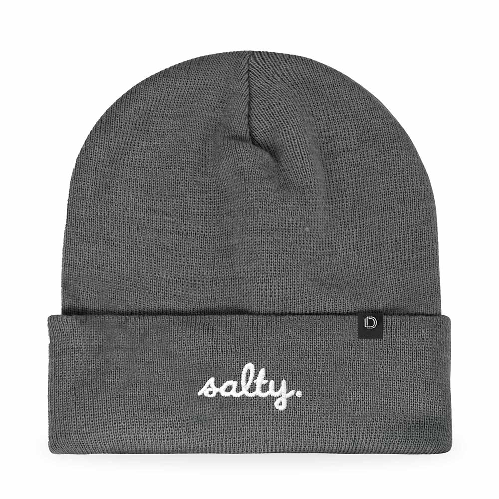 Dalix Salty Embroidered Beanie Warm Winter Knit Hat Women in Asphalt Gray