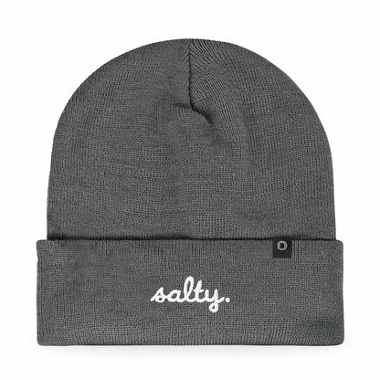 Dalix Salty Embroidered Beanie Warm Winter Knit Hat Women in Asphalt Gray