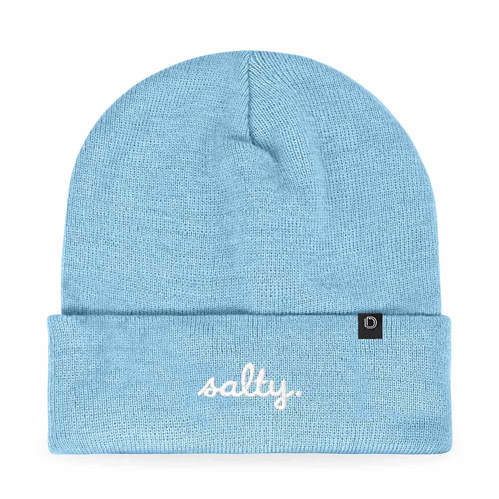 Dalix Salty Embroidered Beanie Warm Winter Knit Hat Women in Baby Blue