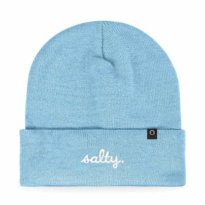 Dalix Salty Embroidered Beanie Warm Winter Knit Hat Women in Baby Blue
