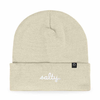 Dalix Salty Embroidered Beanie Warm Winter Knit Hat Women in Beige