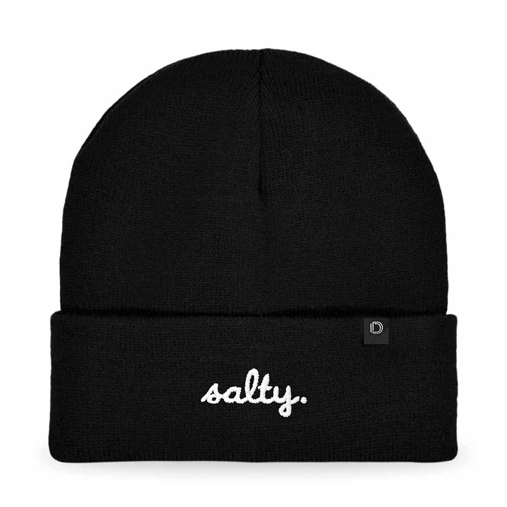 Dalix Salty Embroidered Beanie Warm Winter Knit Hat Women in Black