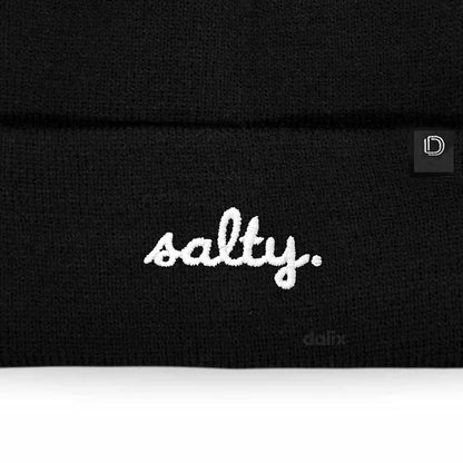 Dalix Salty Embroidered Beanie Warm Winter Knit Hat Women in Black