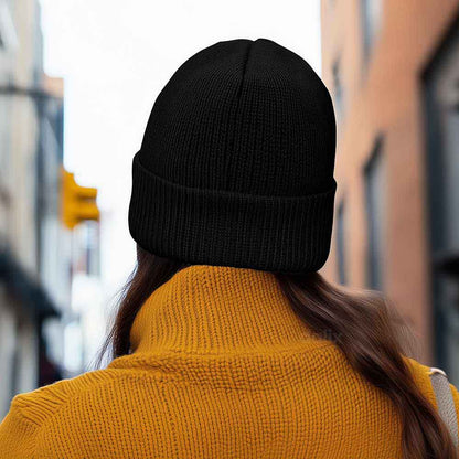 Dalix Salty Embroidered Beanie Warm Winter Knit Hat Women in Black