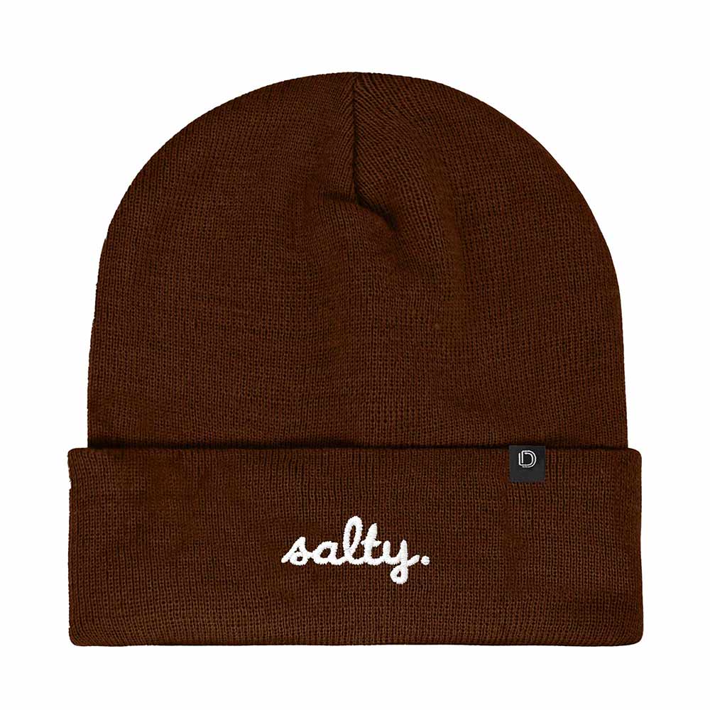 Dalix Salty Embroidered Beanie Warm Winter Knit Hat Women in Brown