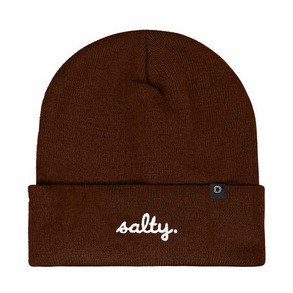 Dalix Salty Embroidered Beanie Warm Winter Knit Hat Women in Brown